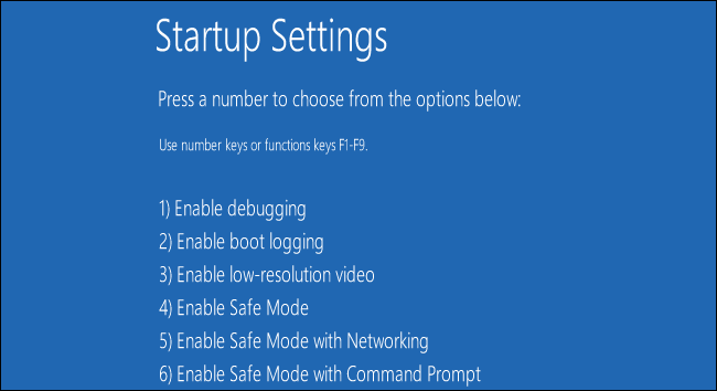 windows 8 startup settings safe mode