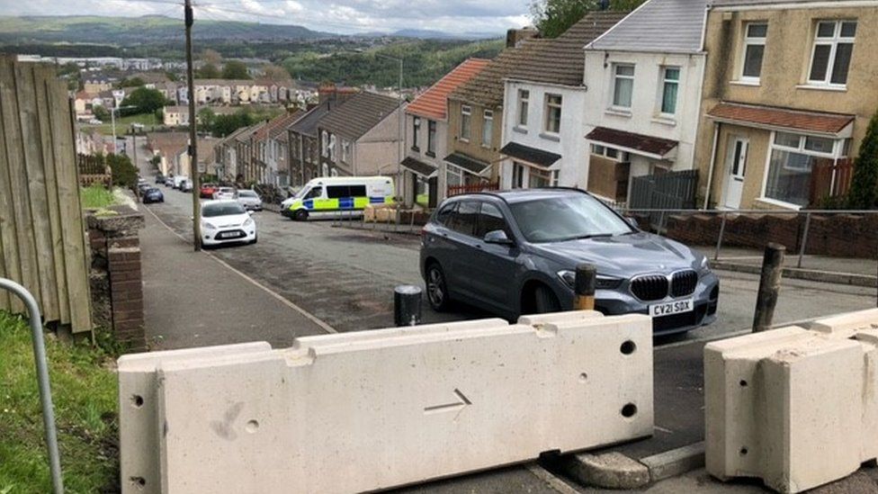 Concrete barriers have been placed on the road where violence broke out on Thursday