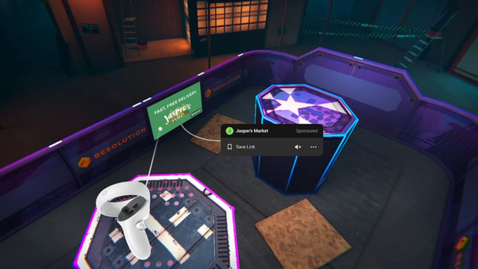 Тест VR-рекламы Facebook проиграл первую игру после негативной реакции 2 An example presented by Facebook of what ads might look like in Blaston
