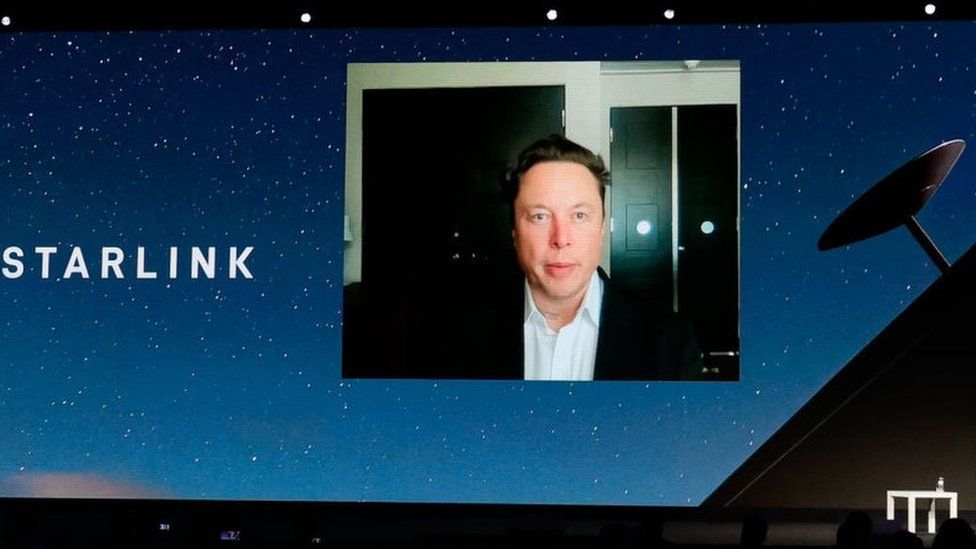 Elon Musk gave his keynote speech via video link.