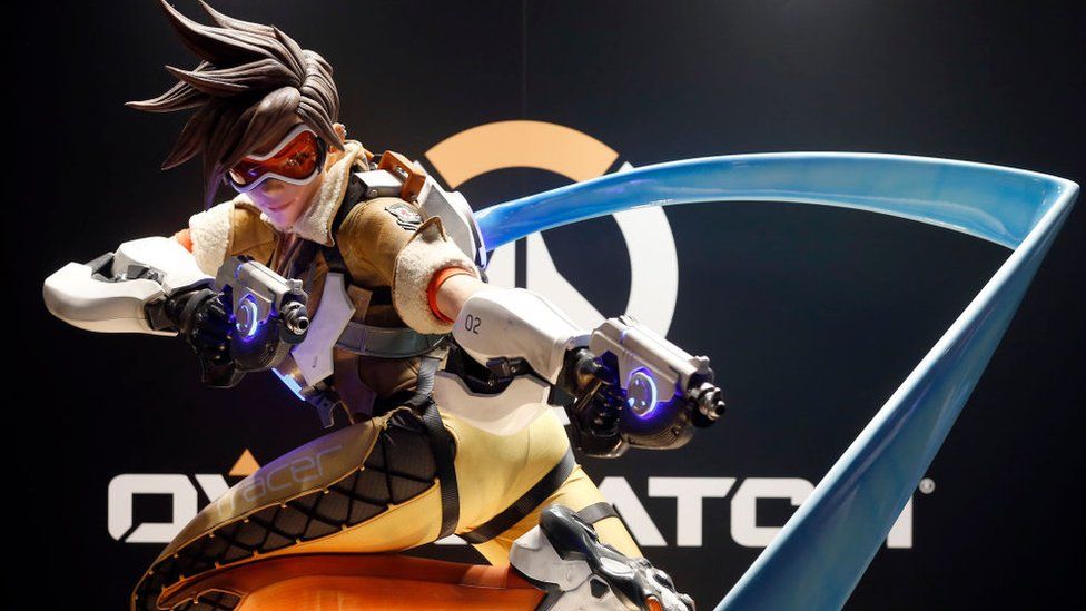 Tracer, the mascot for Overwatch, one of the company's big games