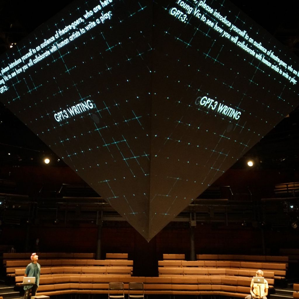 GPT-3's words were projected above the stage