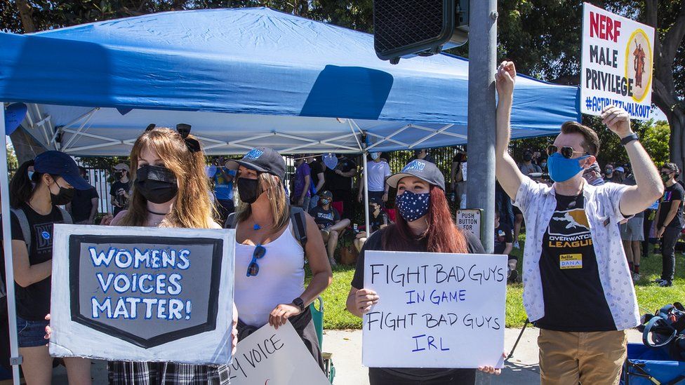 Image caption, Employees staged a walkout in July