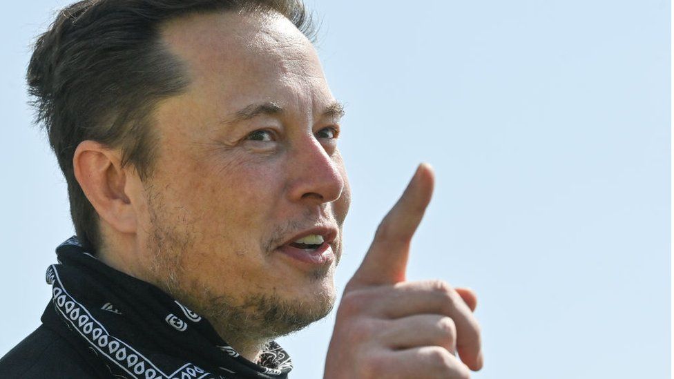 Image caption, Tesla boss Elon Musk's 23% stake in the business is worth around $230bn