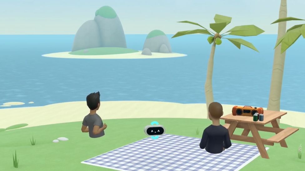 , Mark Zuckerberg created a basic virtual world using Builder Bot, commanding the AI to add features such as an island, trees and a beach