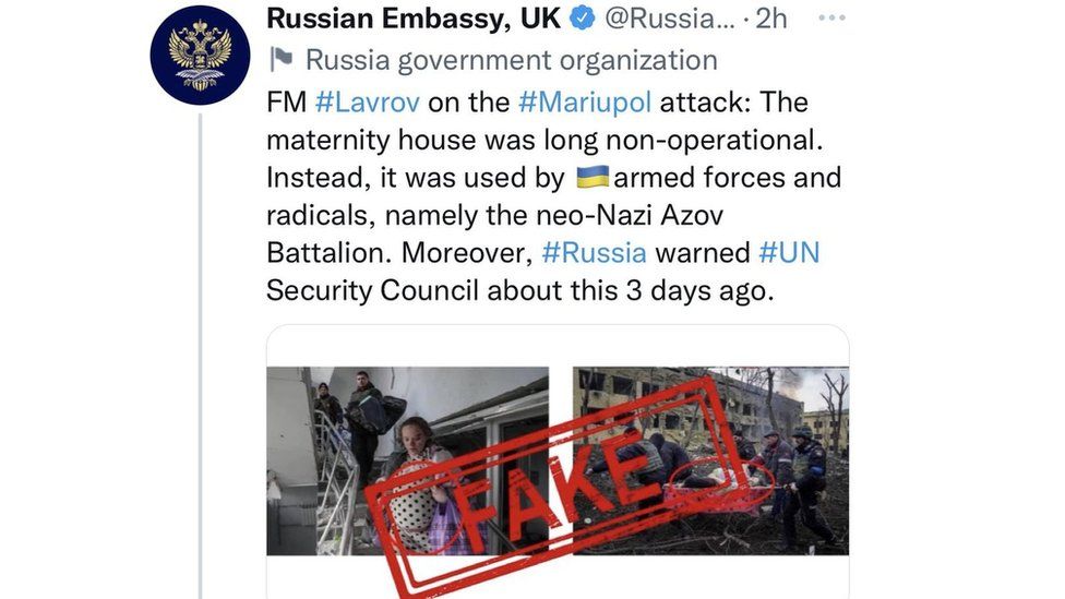 Скриншот из аккаунта посольства России в Великобритании - фальшивое заявление было удалено Твиттером