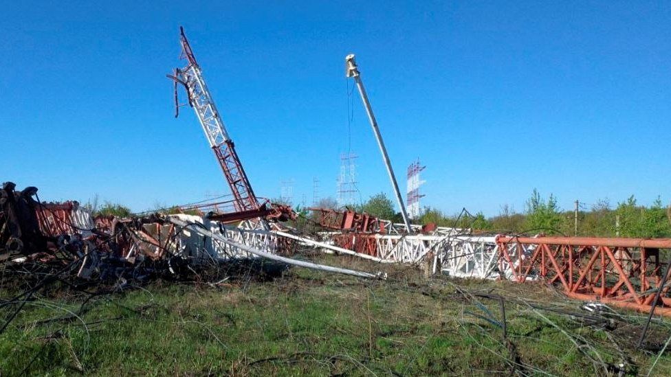 Разрушенные радиомачты в Григориополе, Приднестровье