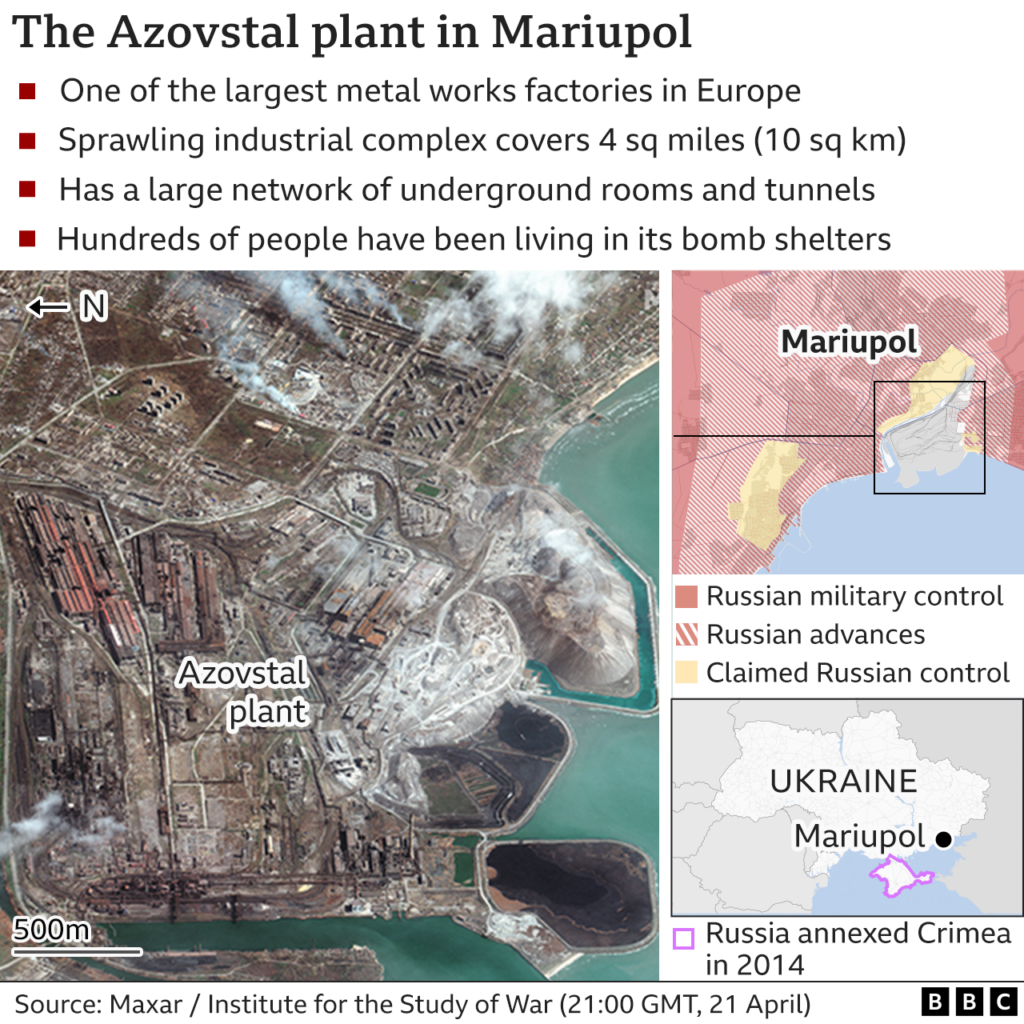 Война в Украине: Гражданские лица покинули завод "Азовсталь" в Мариуполе 3 Подробная информация о заводе "Азовсталь"