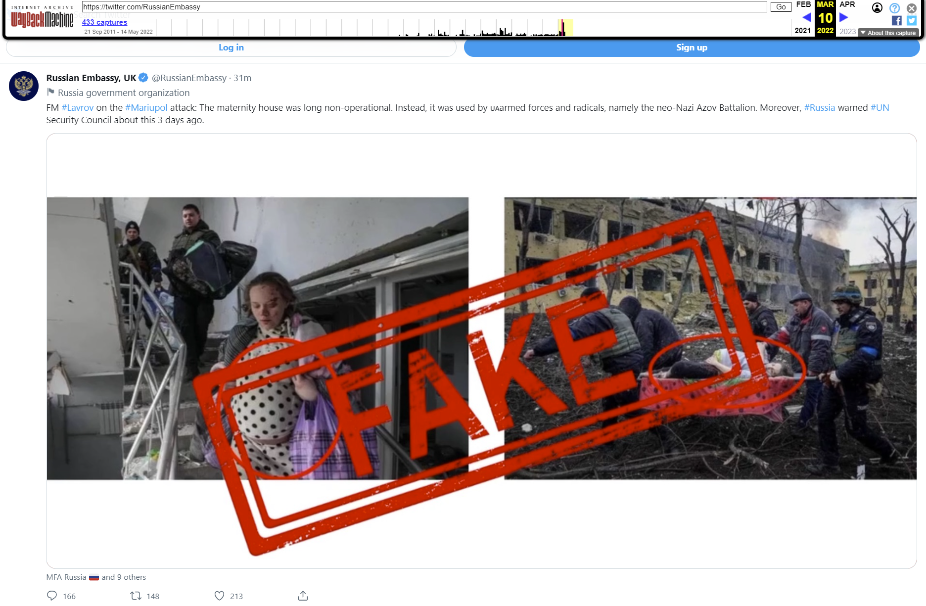 Твит российского посольства в Лондоне, содержащий ложную информацию, был заблокирован Twitter