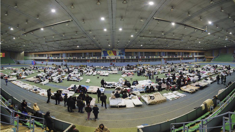 , Hundreds of refugees were housed in this athletics centre in Moldova