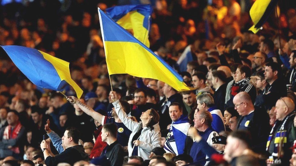 , Scotland fans waved flags in support of Ukraine at their recent friendly against Poland