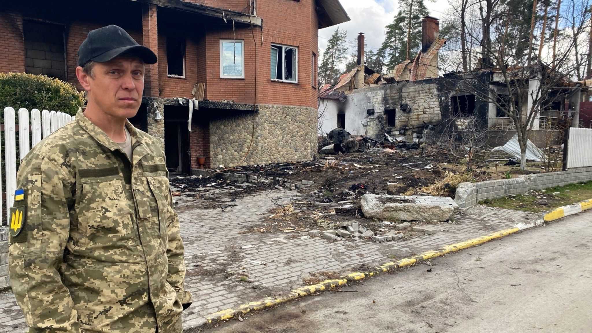 , Russian armoured vehicles left their base in Vygovskogo St in a hurry - resident Oleksandr Bielokon shows the damage they left behind