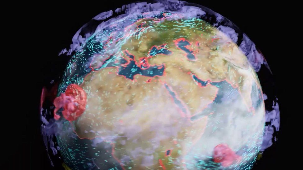 , A graphic illustration of Earth-2, which aims to help track and tackle climate change