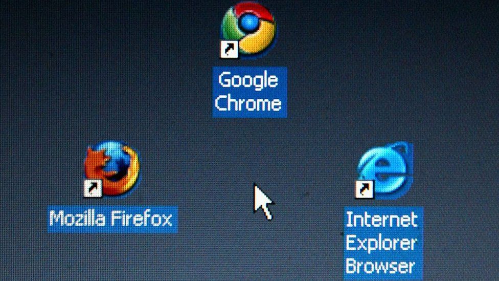 Screenshot on Windows desktop of Internet Explorer, Google Chrome and Mozilla Firefox browsers