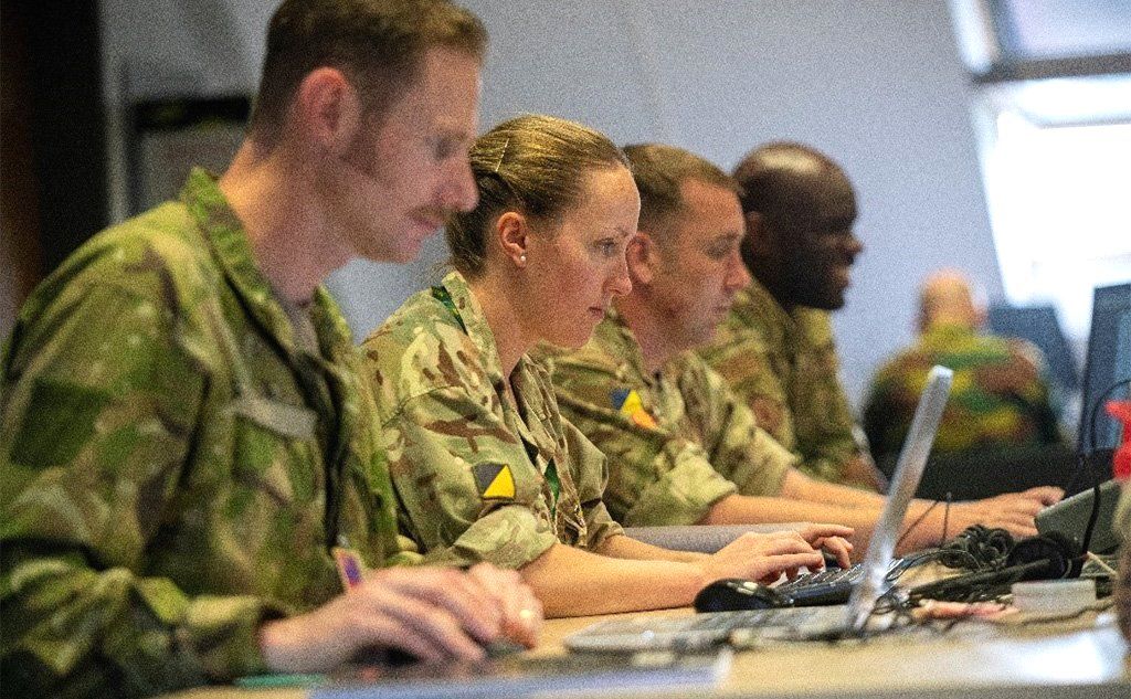 , UK service personnel working at the IDCC, Patch Barracks, Stuttgart, Germany