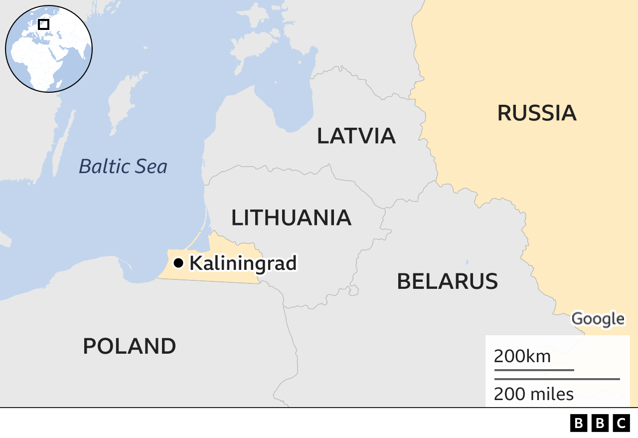 Карта, показывающая Калининград