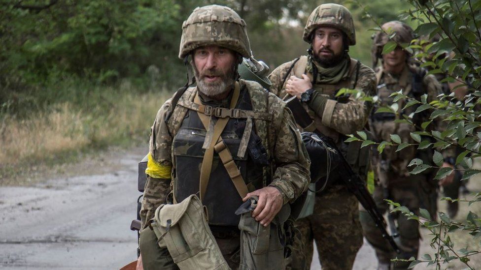, Ukrainian troops (pictured) resisted a massive Russian offensive for weeks in Severodonetsk