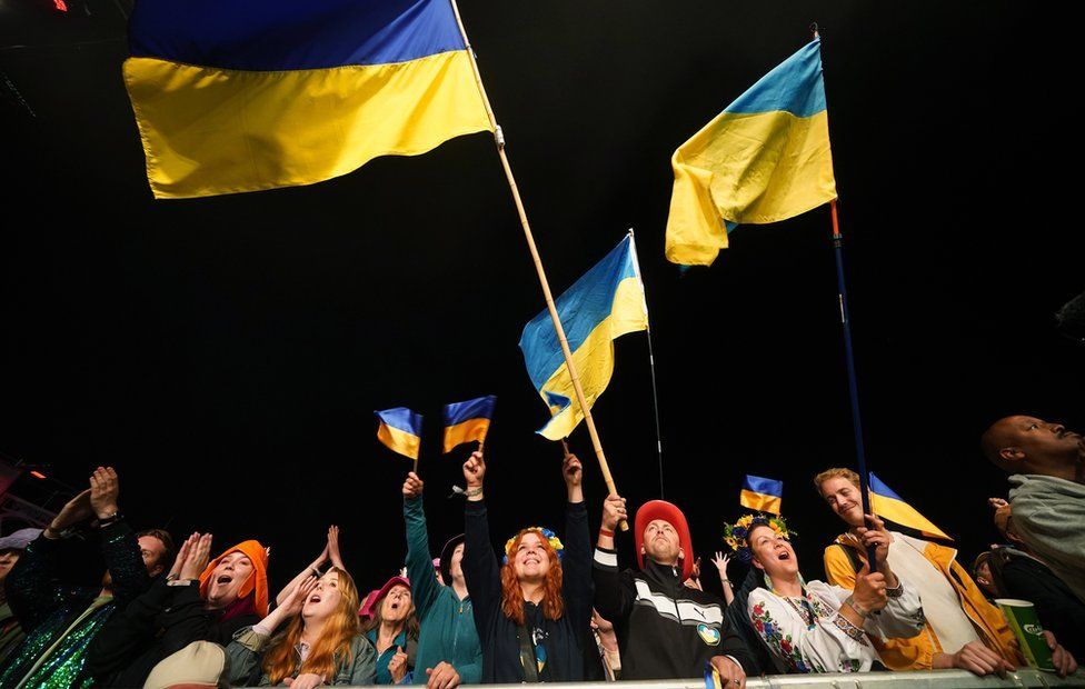 , The Ukrainian flag was visible around the festival