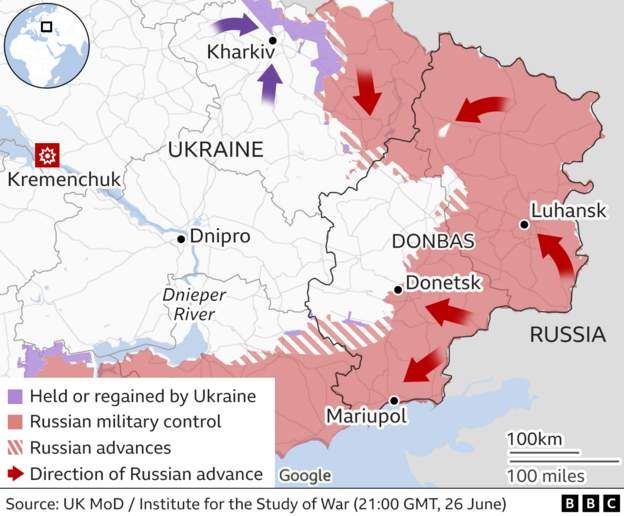 Карта, показывающая Кременчук