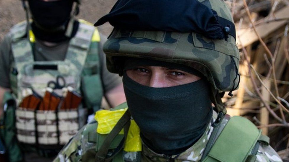 , Volodymyr works at a military check point in the Donbas region
