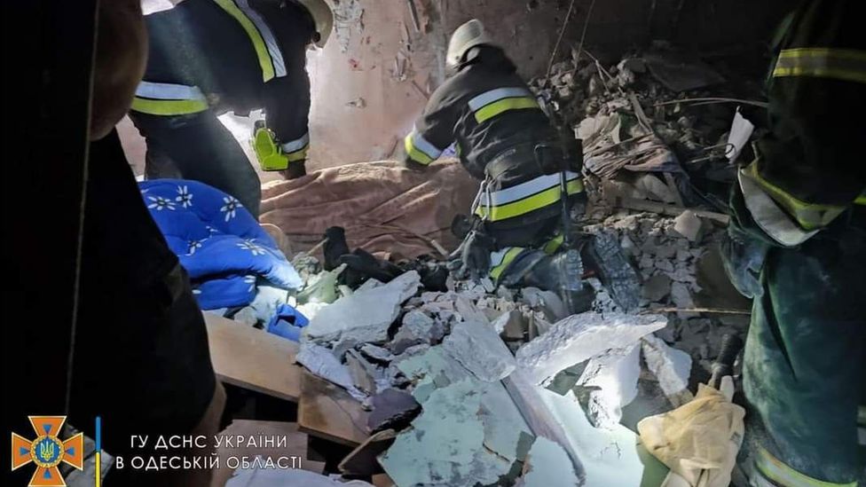 , Ukrainian rescuers were searching for more survivors at the bombed site