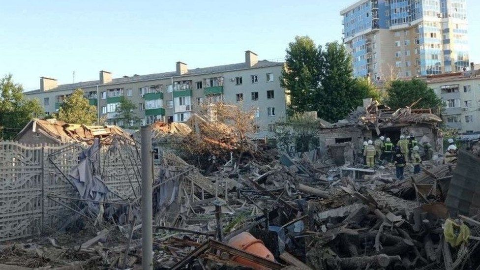 , At least 39 houses and 11 blocks of flats were hit in Belgorod, Russian officials say