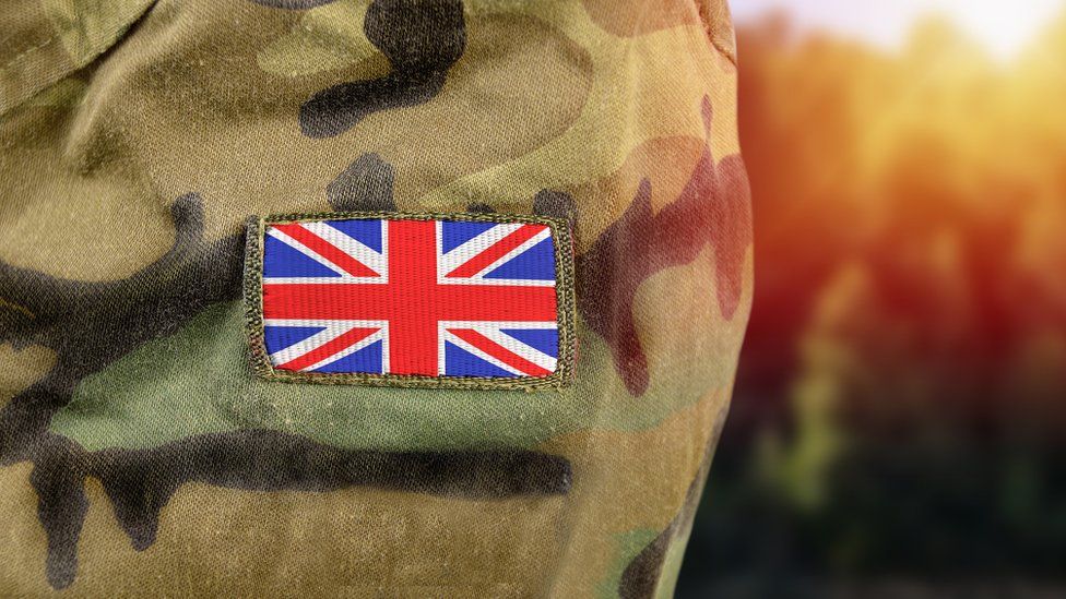 Badge on British soldier's arm