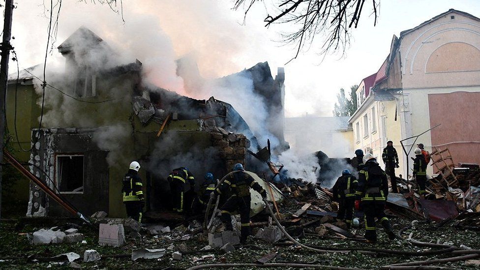 Residential buildings in Mykolaiv were damaged and officials said 12 people were wounded