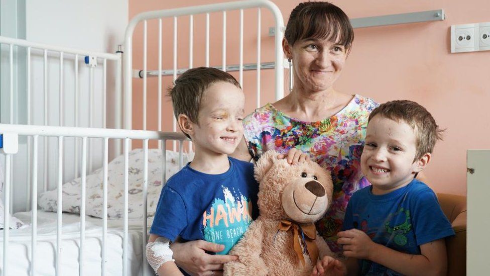 Olena and her children's home city of Severodonetsk is now under Russian control