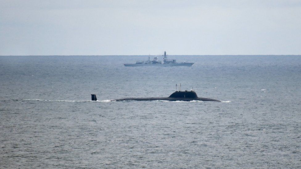 HMS Portland tracked cruise missile submarine Severodvinsk after it surfaced