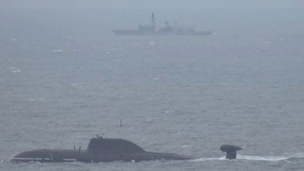 The Navy frigate also shadowed Akula-class attack submarine Vepr