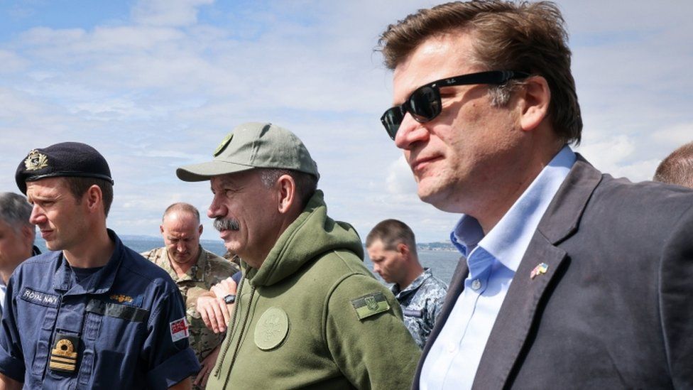 Ukraine's deputy defence minister Volodymyr Havrylov and James Heappey visited soldiers and sailors training in Scotland