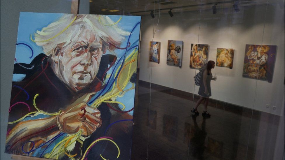 Портрет Бориса Джонсона в киевской галерее в этом месяце