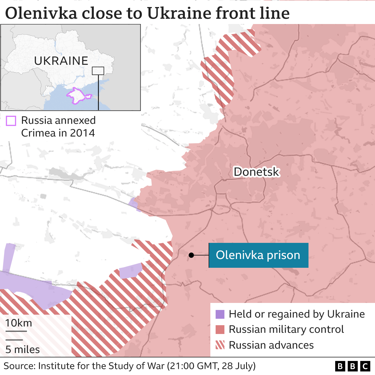 Map showing Olenivka prison
