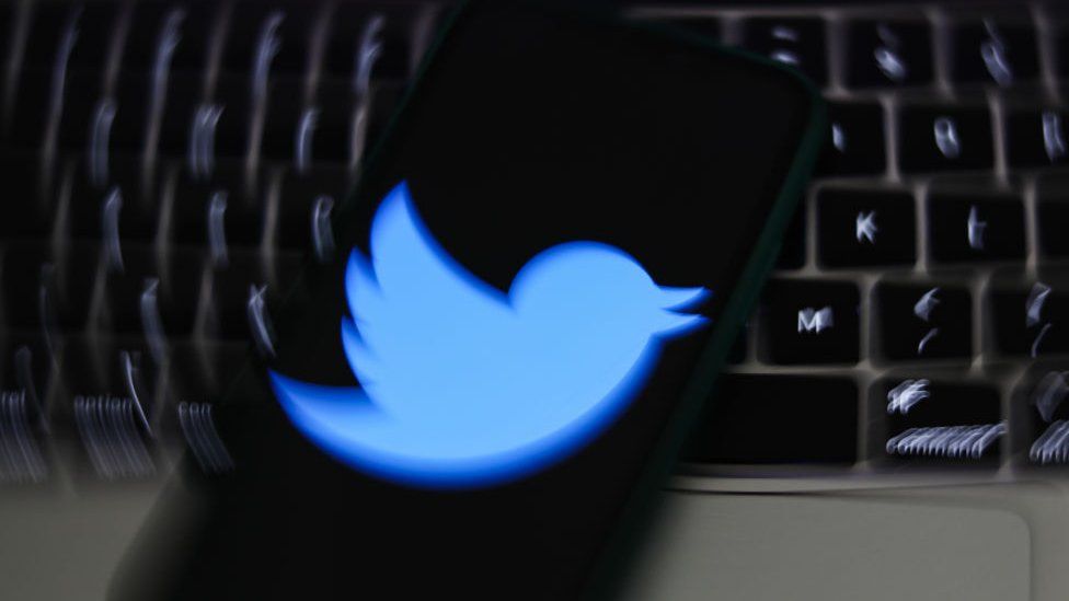 Twitter logo on a keyboard