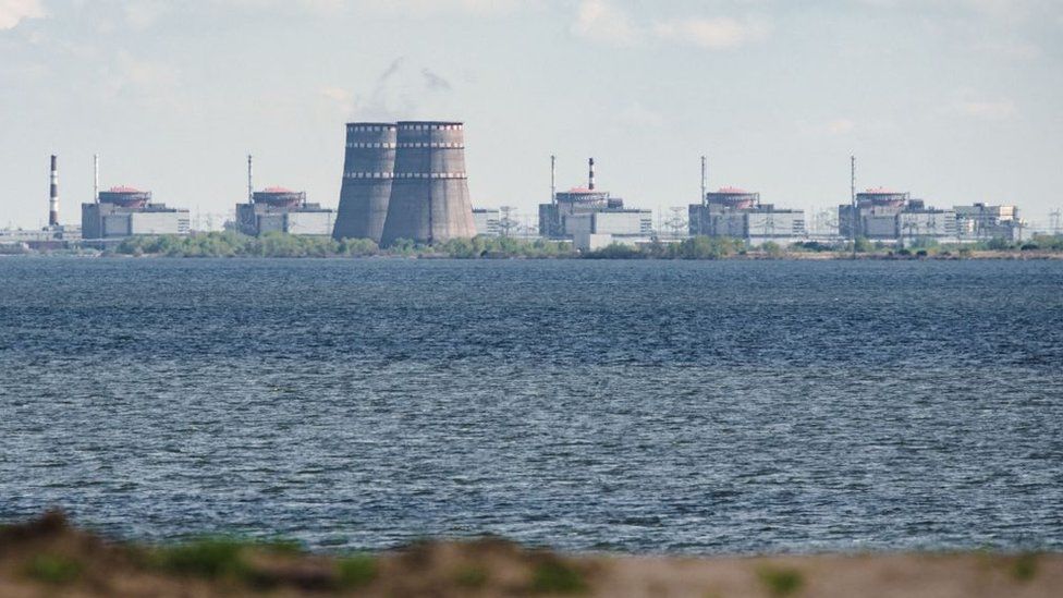 A view of the Zaporizhzhia nuclear power plant in April 2022