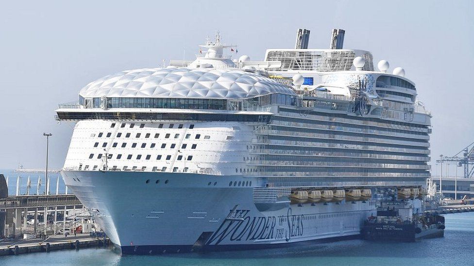 The Wonder of the Seas cruise ship operated by Royal Caribbean International.