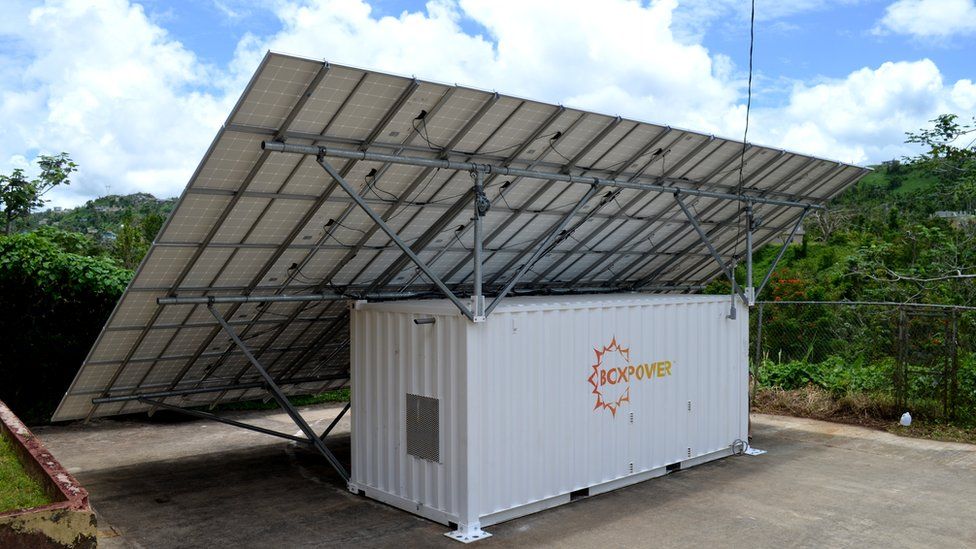 BoxPower's solar system is packed in a container