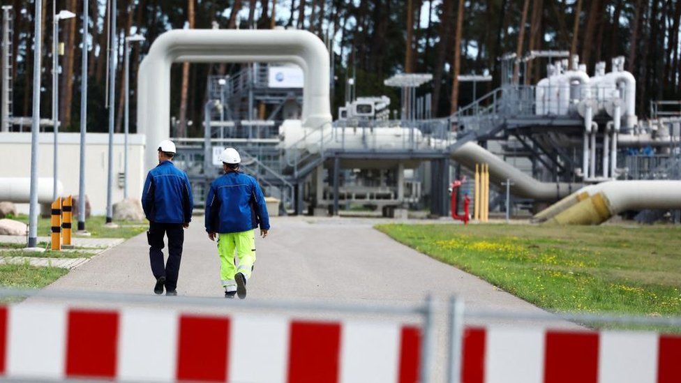 The Nord Stream 1 pipeline in Lubmin, Germany