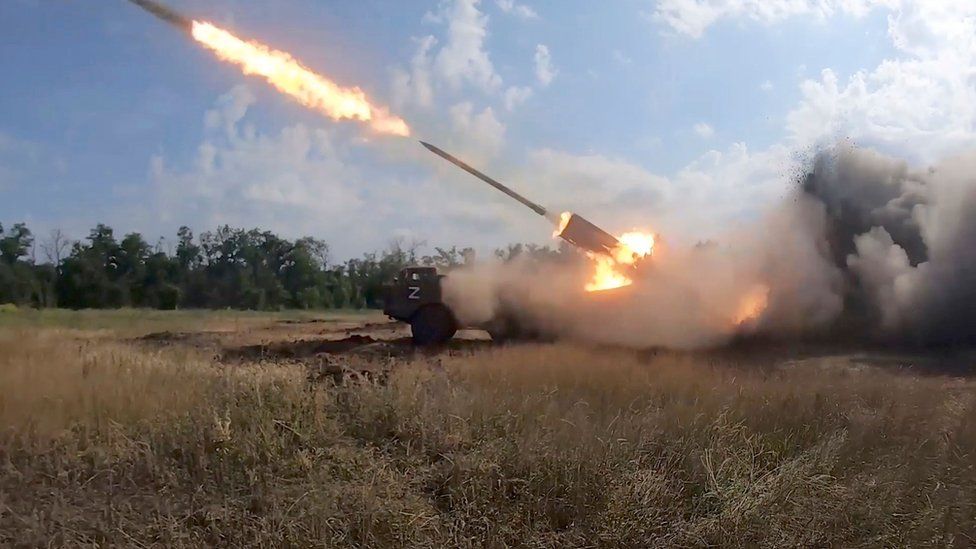 Russian operators firing missiles during the Ukraine conflict