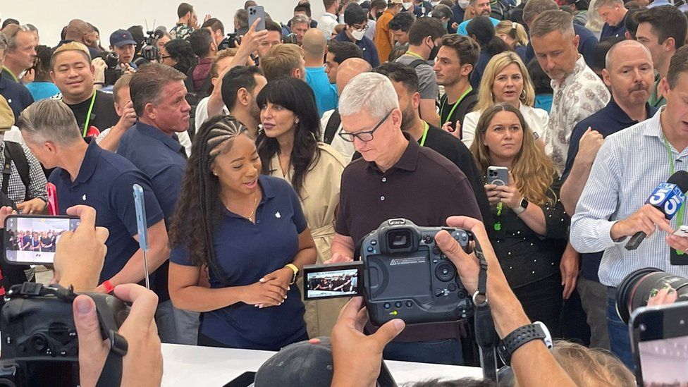 Apple CEO Tim Cook told the BBC it was "good to be back" in person