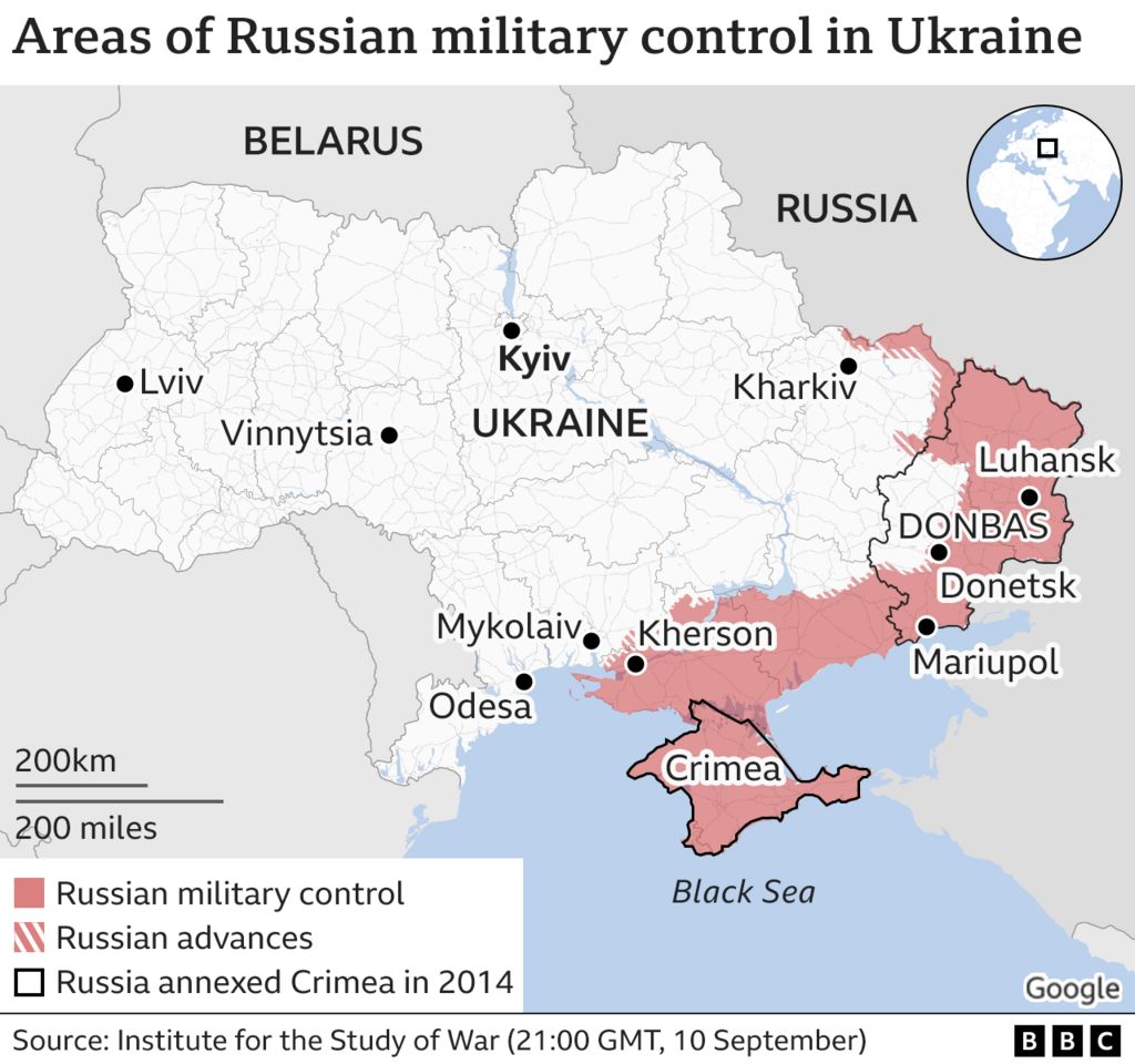 Control map of all of Ukraine