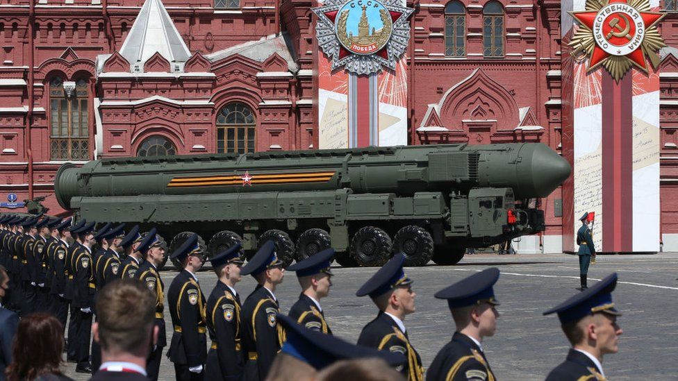 A Russian nuclear missile on parade on Red Square (file image)