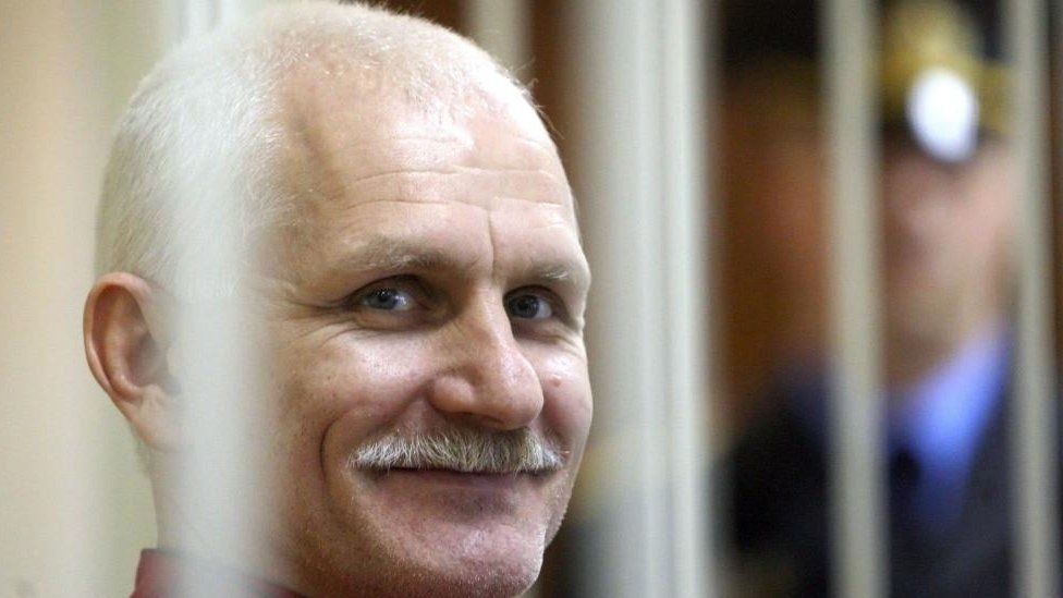 File pic of Ales Bialiatsky, who has been held in a Belarus prison since July 2021 without charge