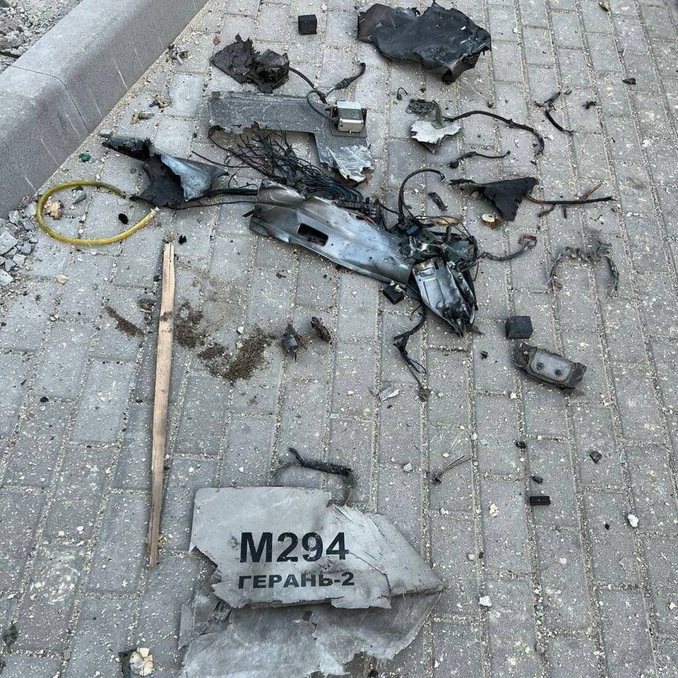 Mayor Klitschko shared a photo of what he said were fragments of a kamikaze drone on Telegram
