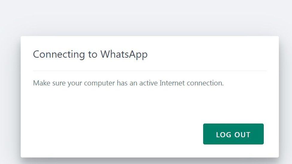 The message that appeared when attempting to connect to WhatsApp on the web