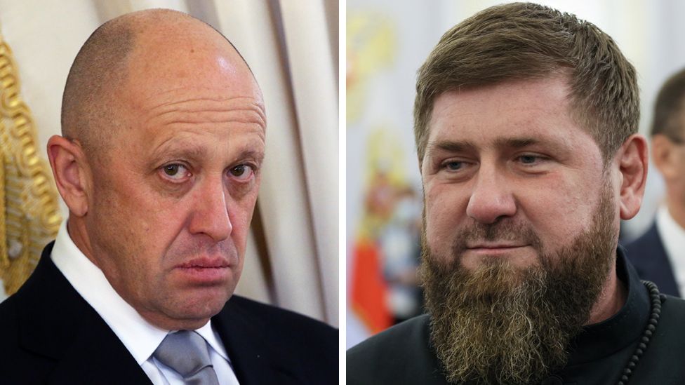 Yevgeny Prigozhin (L) and Ramzan Kadyrov are believed