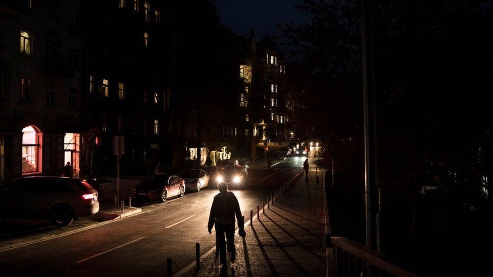 Kyiv is in partial darkness because of scheduled power cuts and restrictions