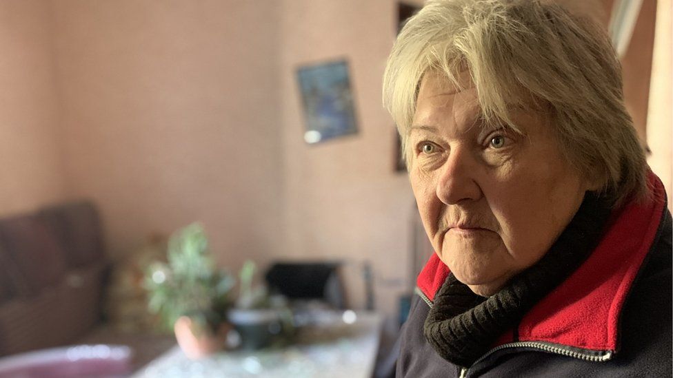 Liubov Levhenivna, whose house was destroyed in an overnight attack in Mykolaiv near the university