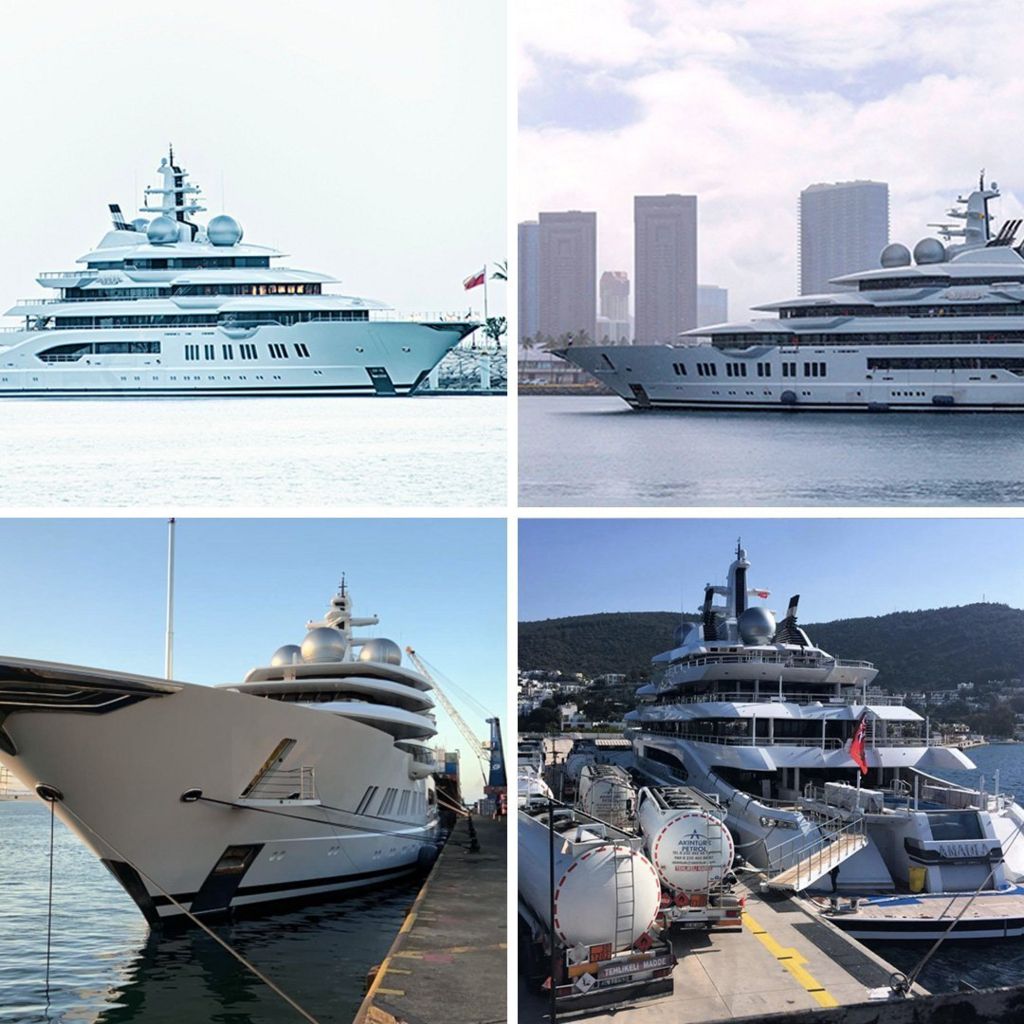 Clockwise from top left: The Amadea pictured in Abu Dhabi, Hawaii, Fiji and Turkey